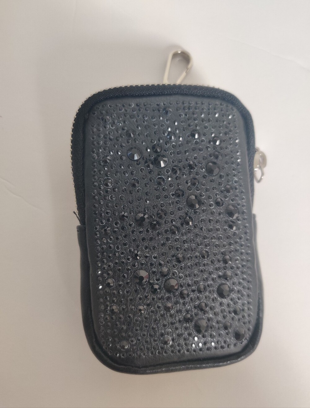 Madden Girl Black Rhinestone Bejeweled Bedazzled Purse Bag Clip-on Pouch_5.5"x4"